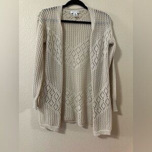 Woven Heart Cream Open-Knit Cardigan
